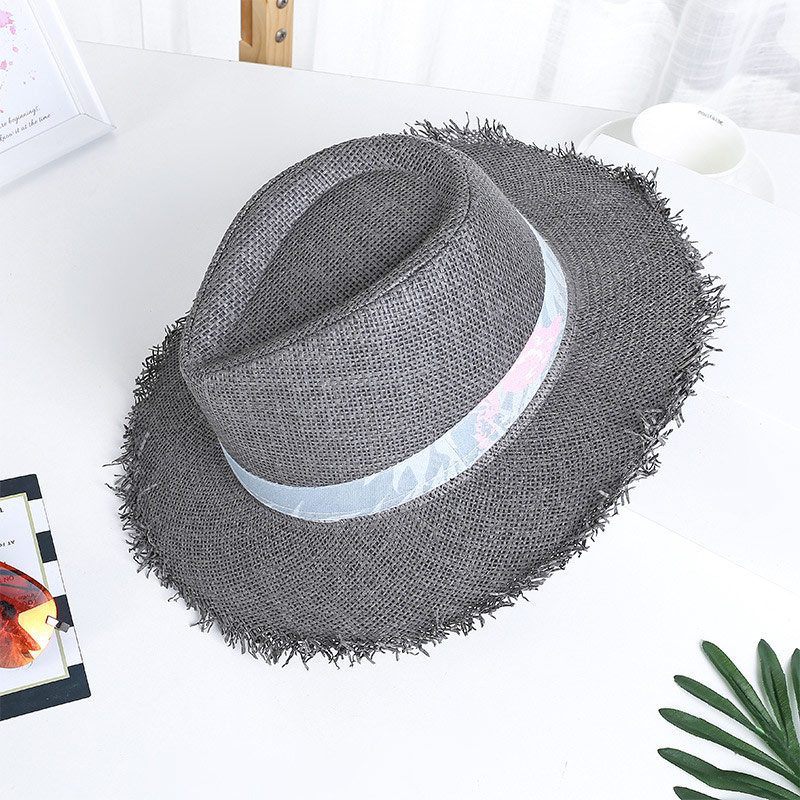 Fringe Edge tumehall õlg Fedora müts meestele