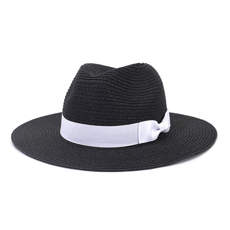 Meeste Bowknot Fedora õlgkübar